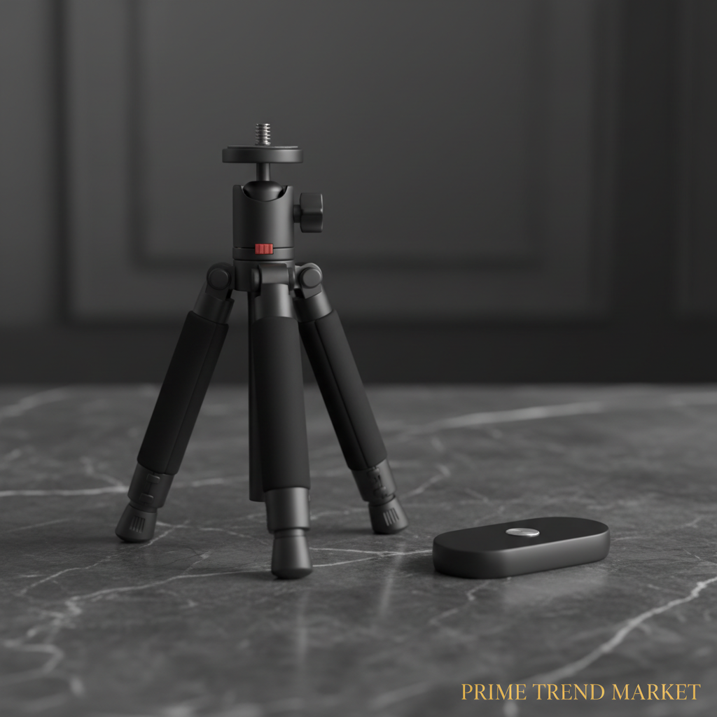 Portable Phone Camera Tripod Stand with Wireless Remote on Dark Marble — Prime Trend Market