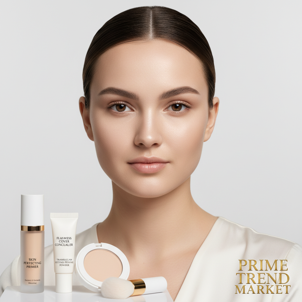 Woman with flawless airbrushed skin