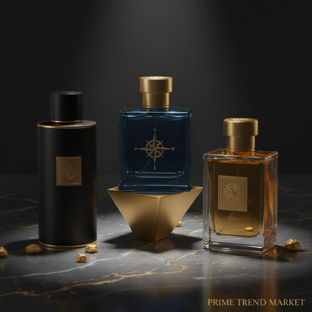 Men's Niche Fragrance 3 styles Black Blue Yellow on dark marble - Prime Trend Market