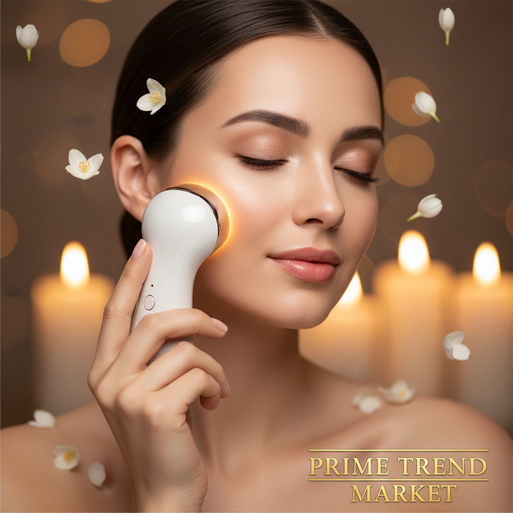 In-Use — Massager on Cheekbone with Golden Glow