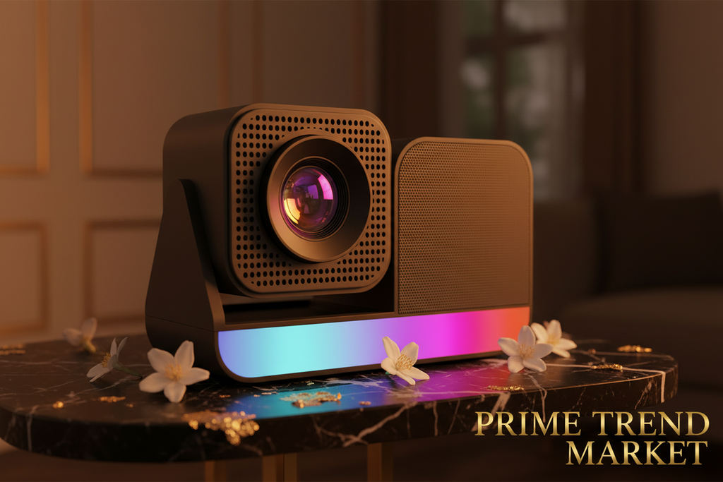 Karaoke Projector Hero — Marble + RGB