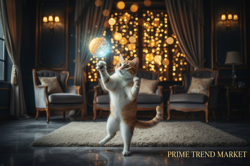 Lifestyle Cat with Glowing Toy