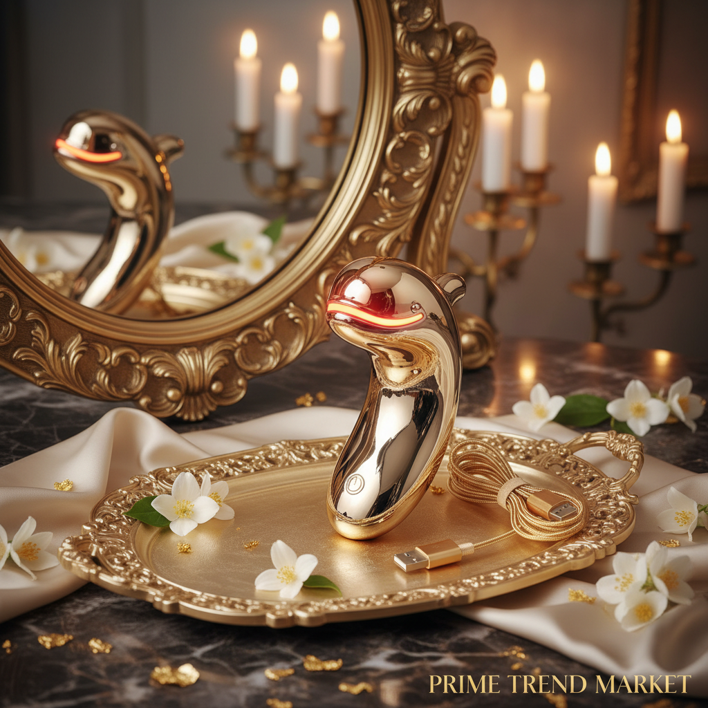 Luxury Dolphin Massager Pro — Gold Vanity Tray HOT Mode