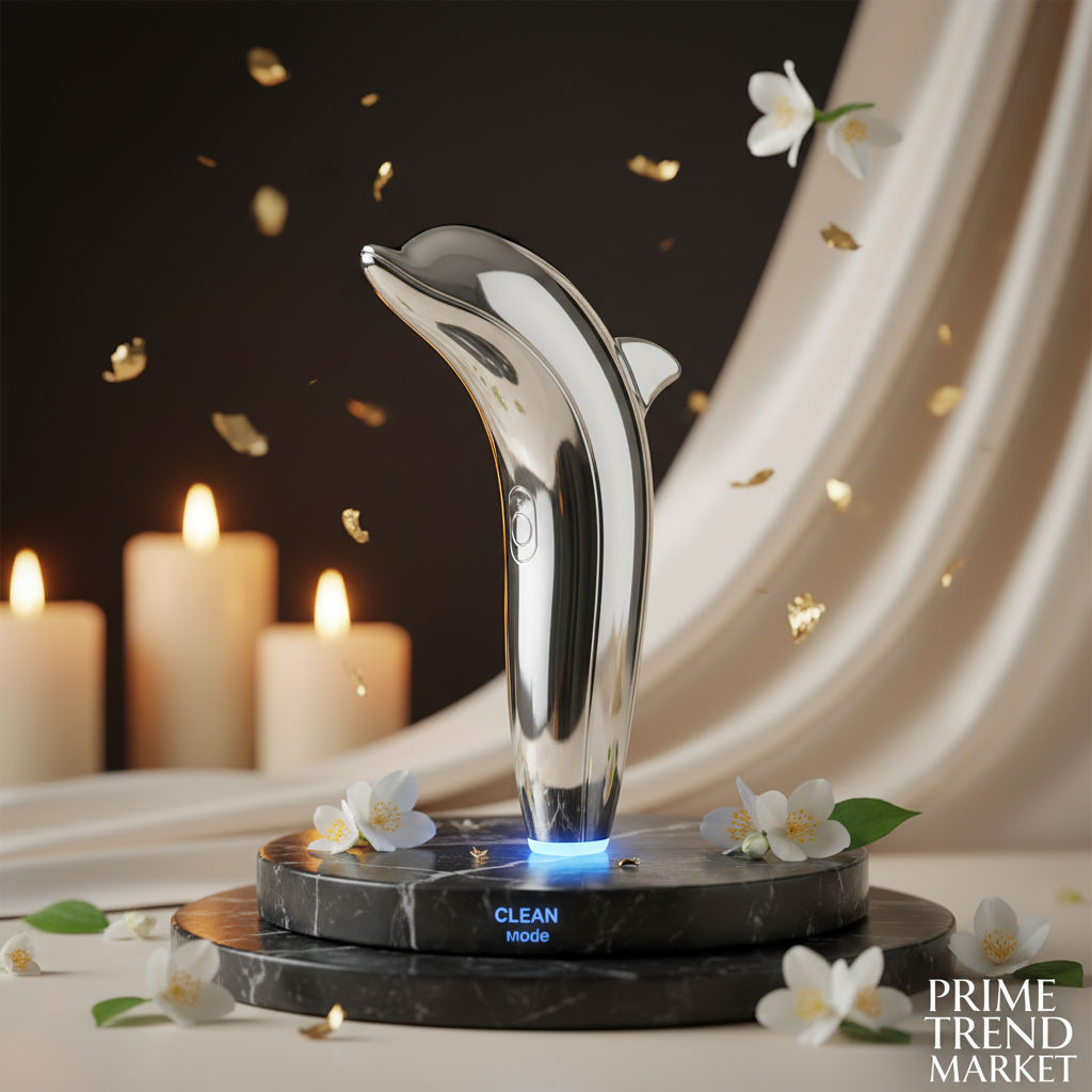 Luxury Dolphin Massager Pro — Silver Chrome Blue CLEAN Mode