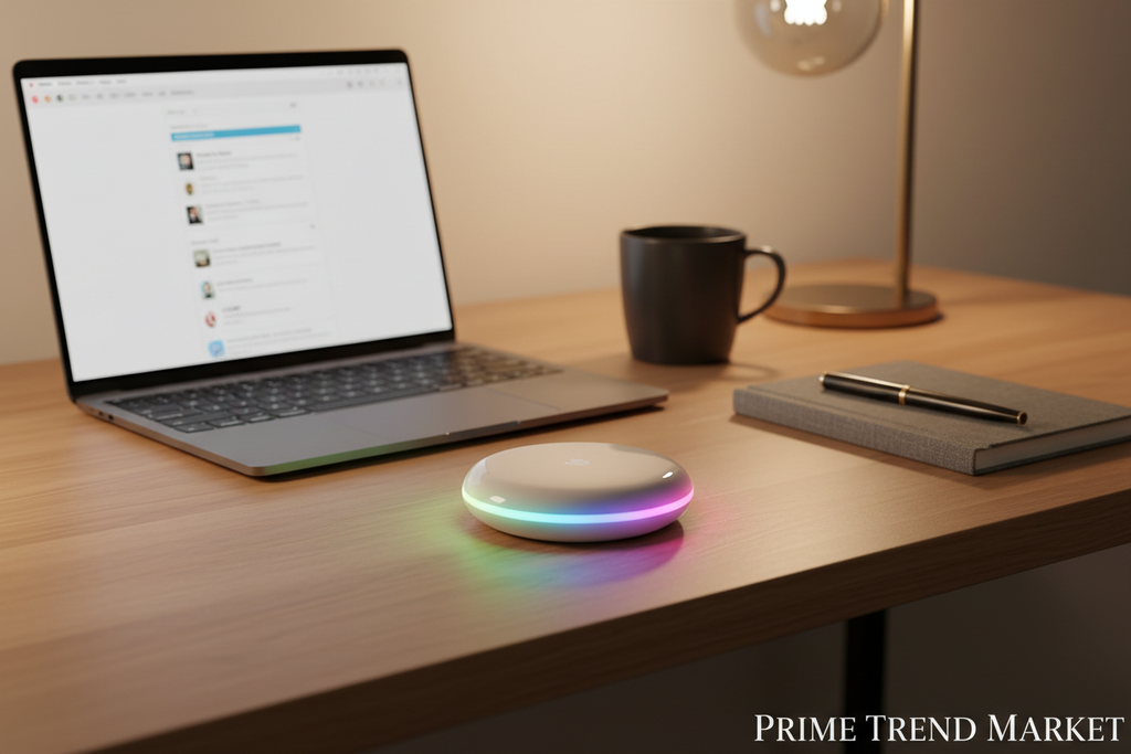 M3 Mini RGB Speaker — Desk Lifestyle Shot
