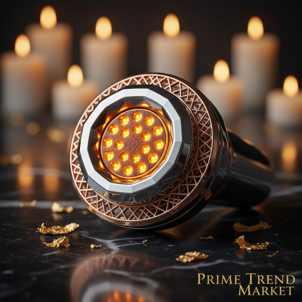 Macro — LED Treatment Head Glowing Amber
