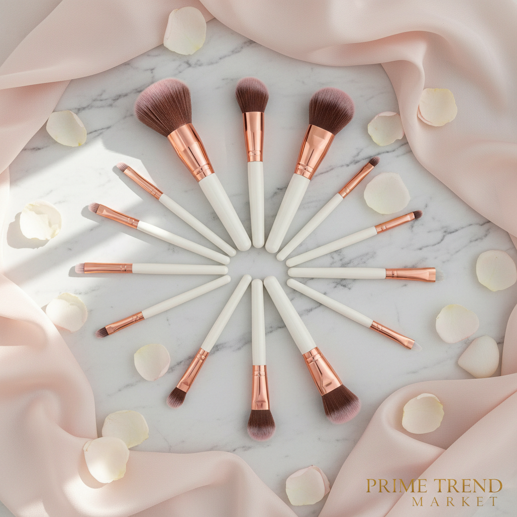 Makeup Brush Set Flat Lay