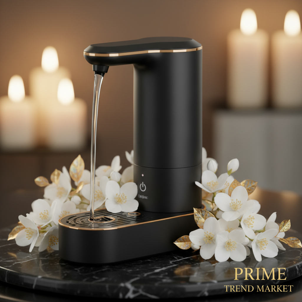 Matte Black Water Dispenser Pump on Black Marble