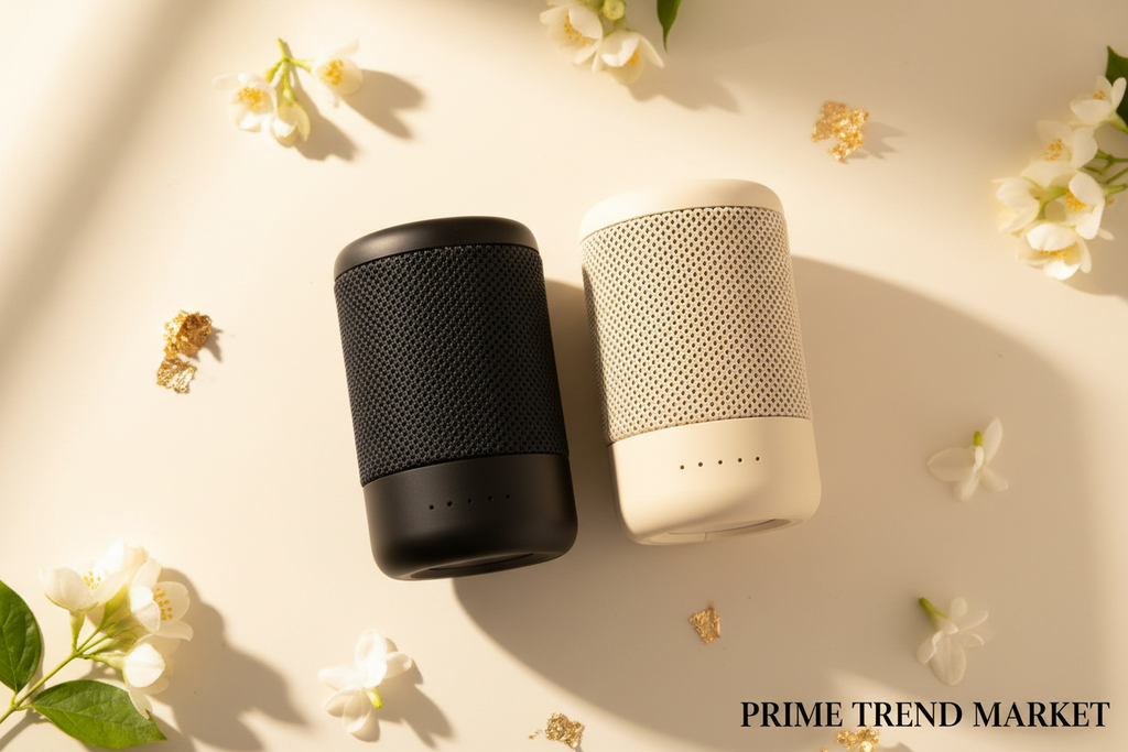 Mini Speaker - Black & White Flat Lay