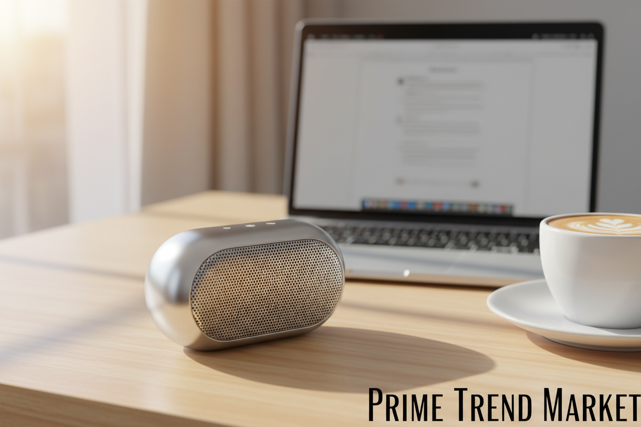Mini Speaker - Silver Desk Lifestyle