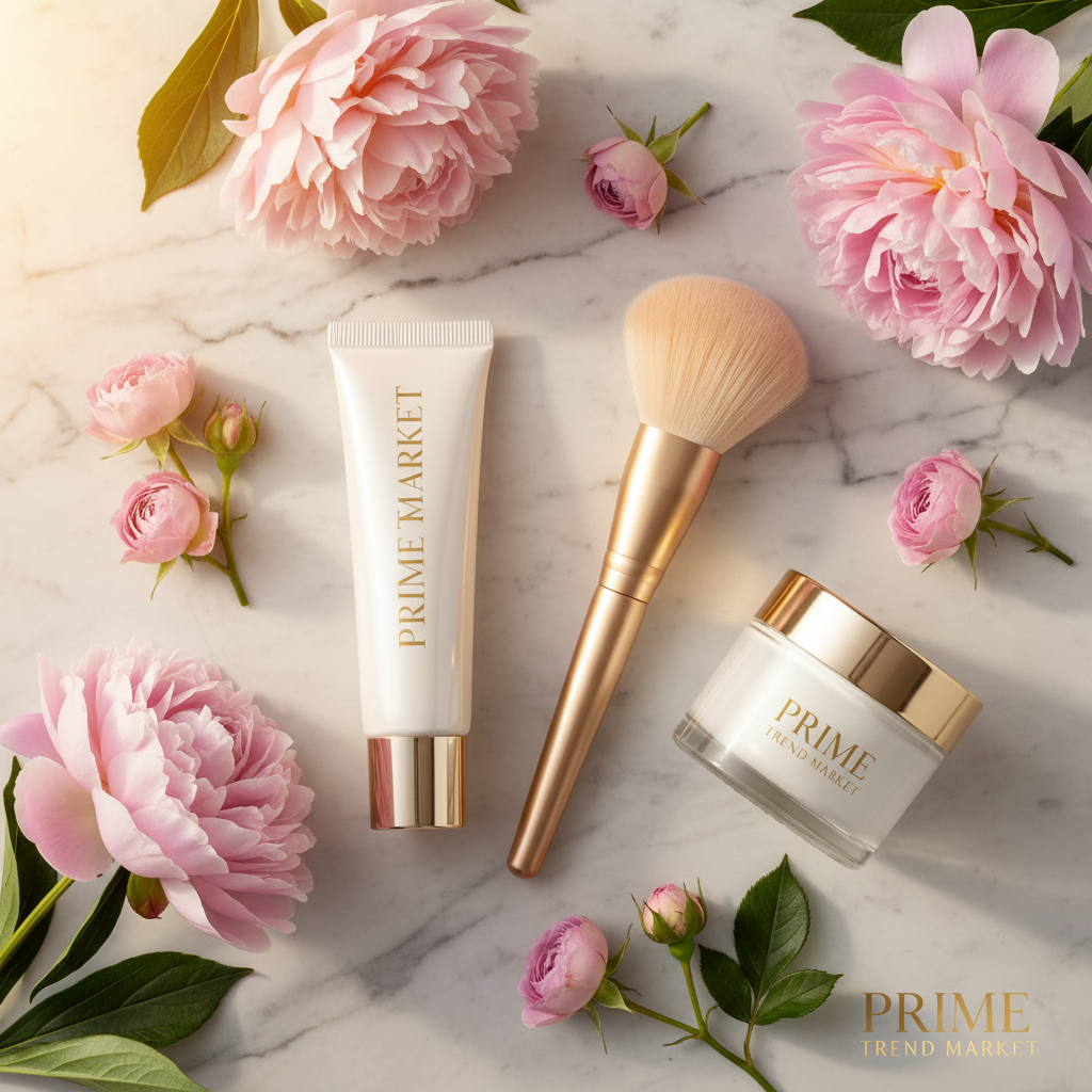 Morning routine flatlay