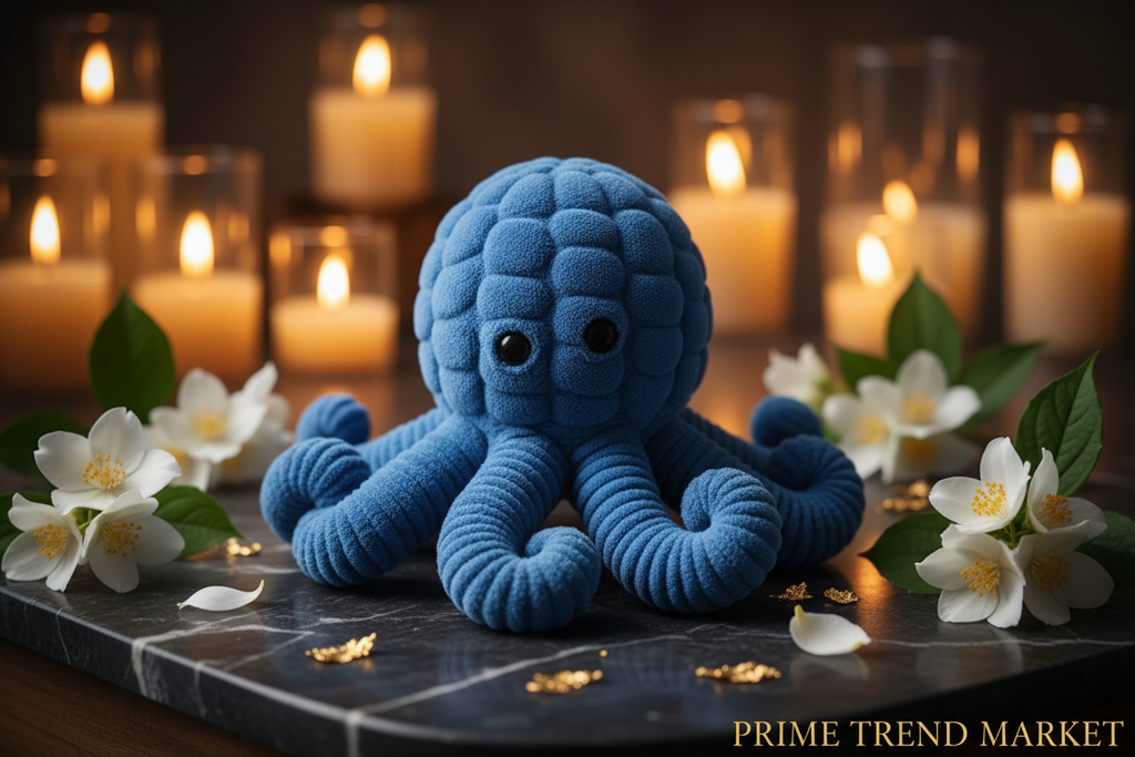 Octopus Toy Hero Shot on Black Marble