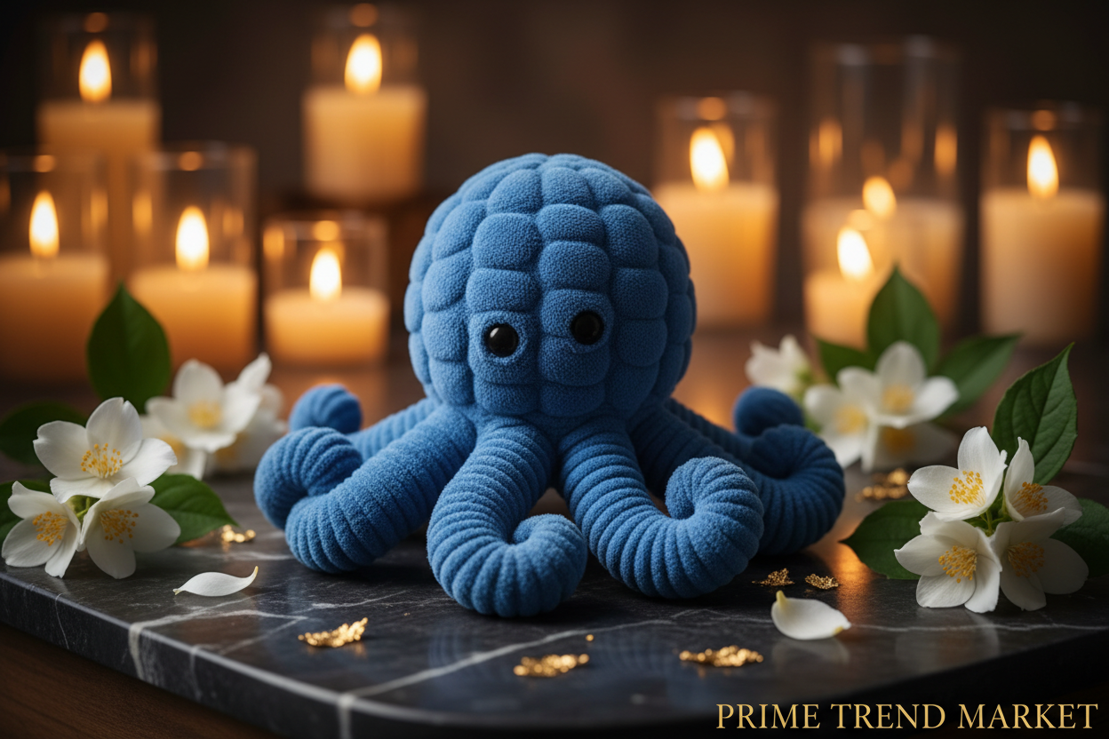 Octopus Toy Hero Shot on Black Marble