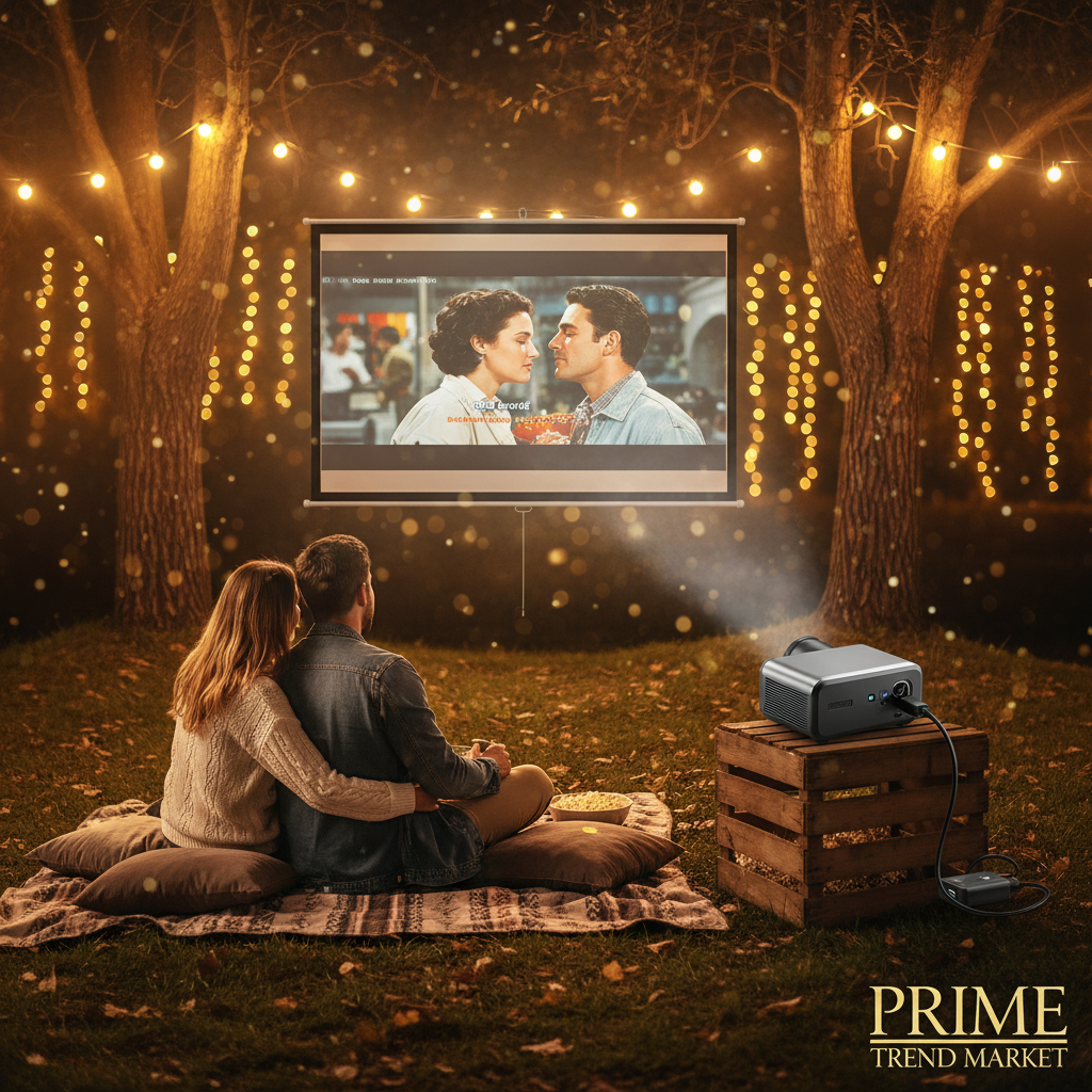 Outdoor movie night with power bank