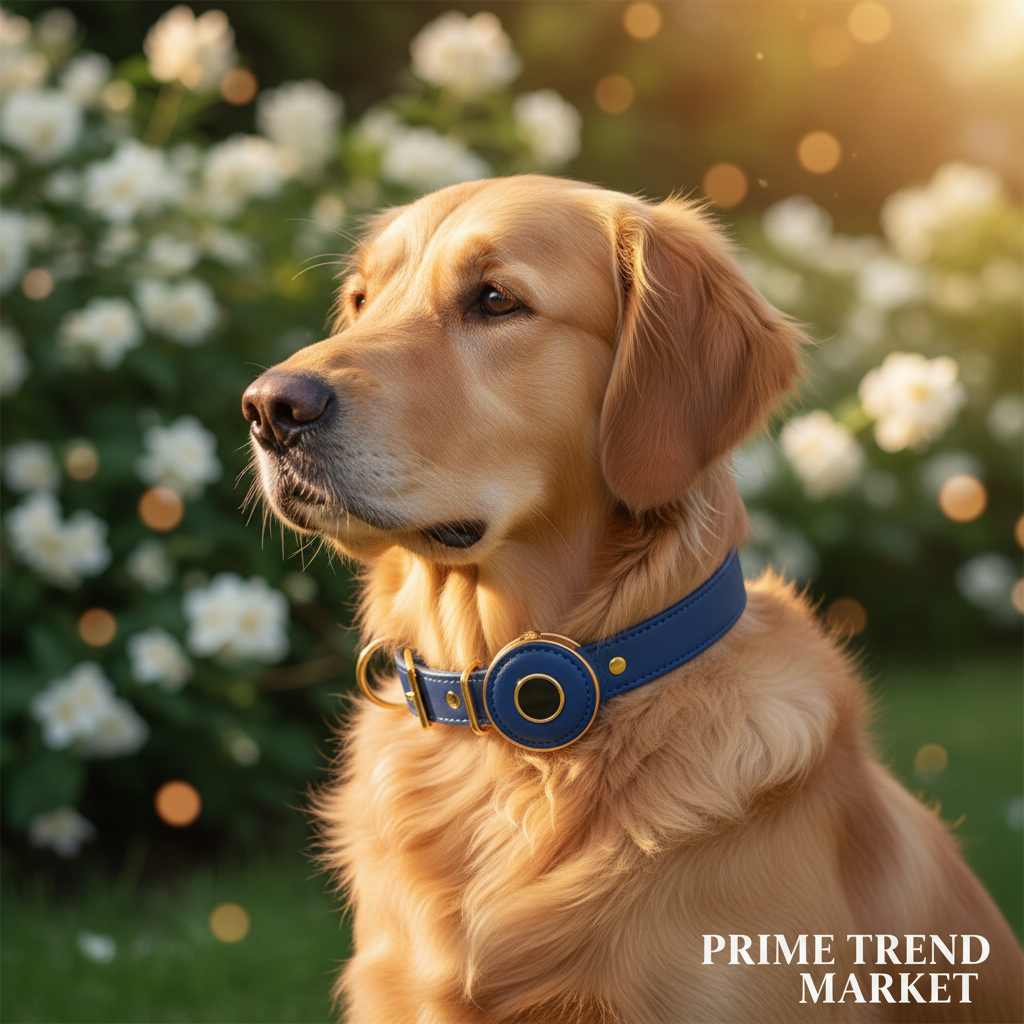 PawShield Leather Collar Blue Lifestyle
