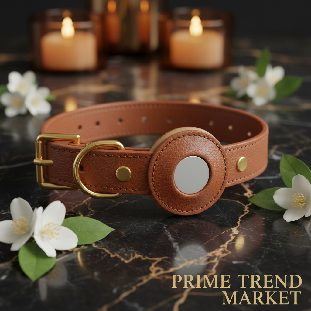 PawShield Leather Collar Brown Detail