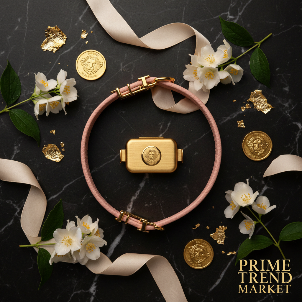 PawShield Leather Collar Pink Flat Lay