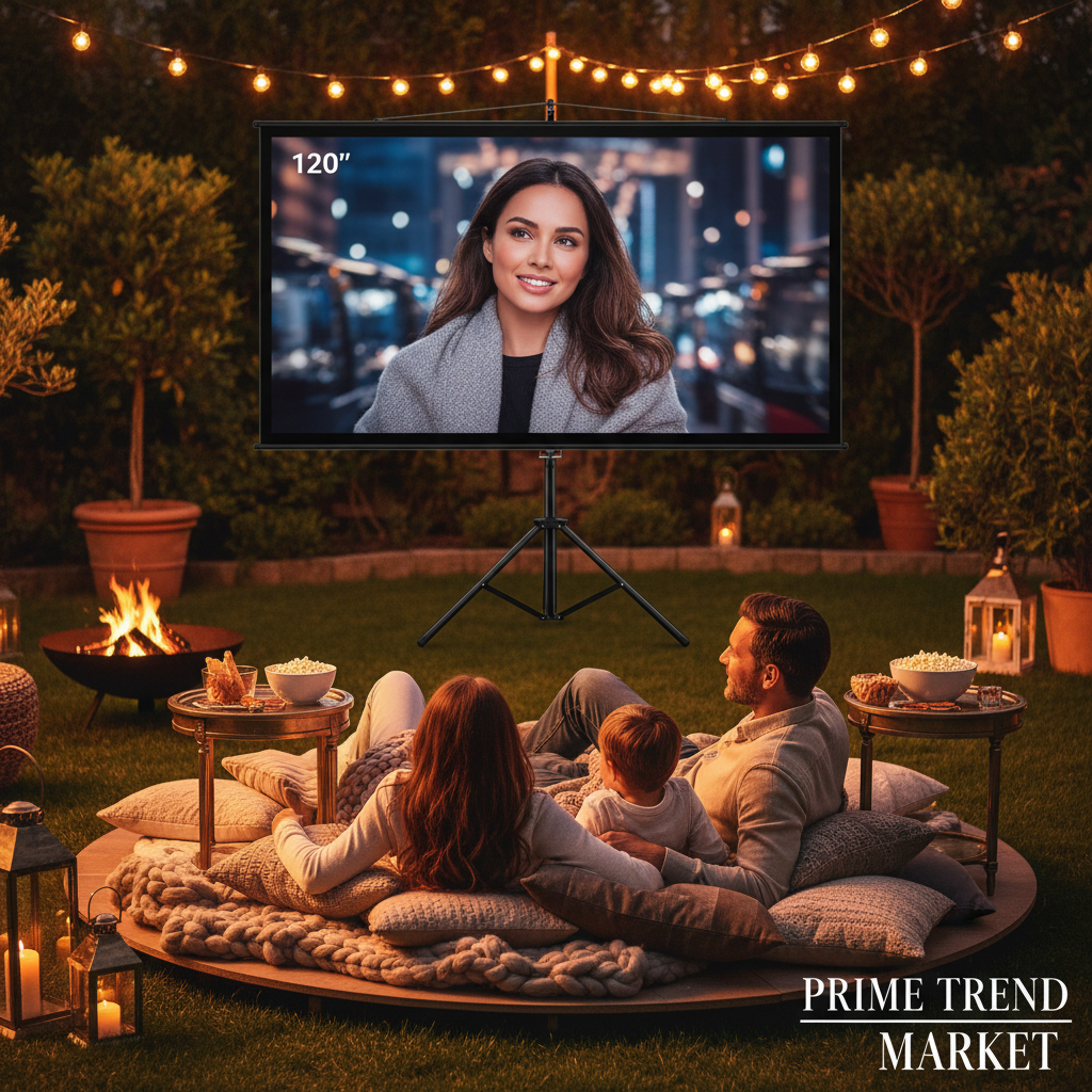 Projector Screen 100"/120" - Family Backyard Cinema Night