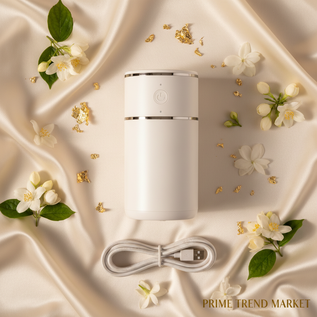 White Water Dispenser Pump Flat Lay on Cream Silk