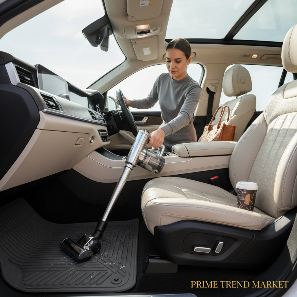 Woman Vacuuming SUV