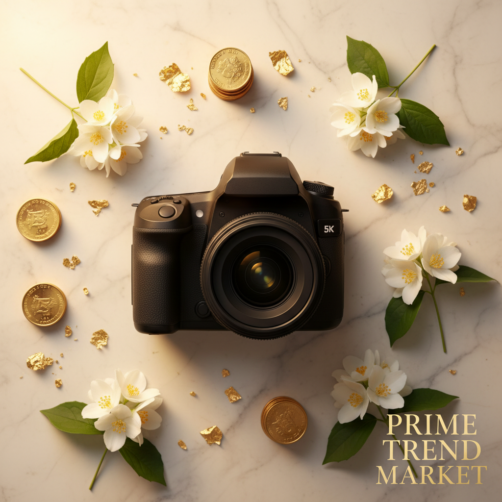 XJ05 Pro Camera — Ivory Marble Flat Lay